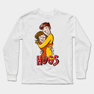 Male and female hugging with Hugs as text Long Sleeve T-Shirt